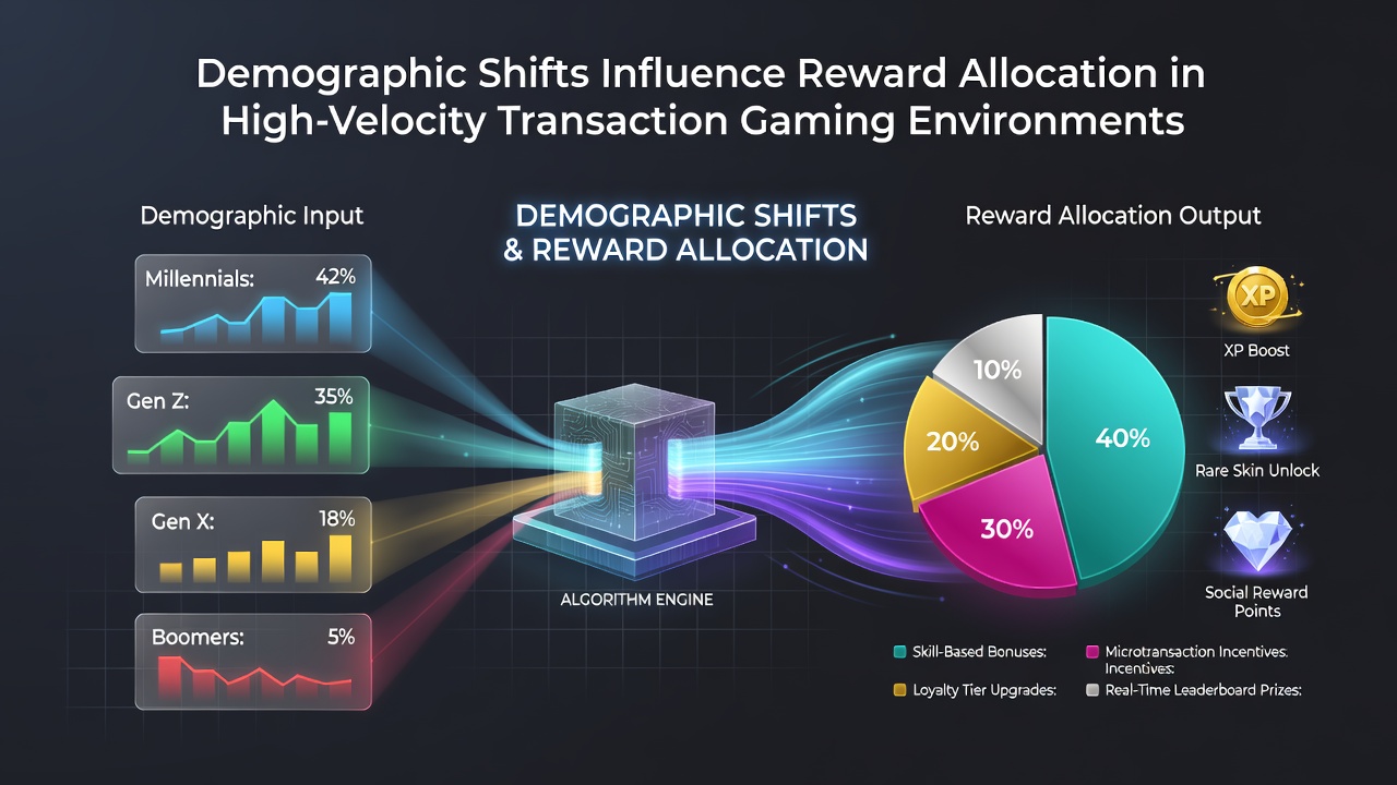 Data visualization showing demographic breakdowns in fast-transaction gaming platforms with charts on age groups and reward allocations