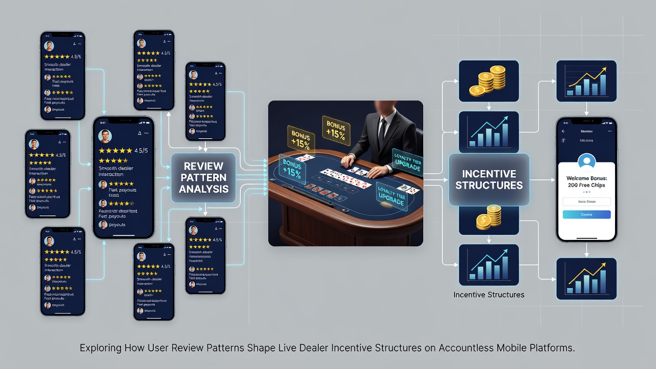 Data visualization showing review patterns and resulting incentive changes in mobile live dealer environments