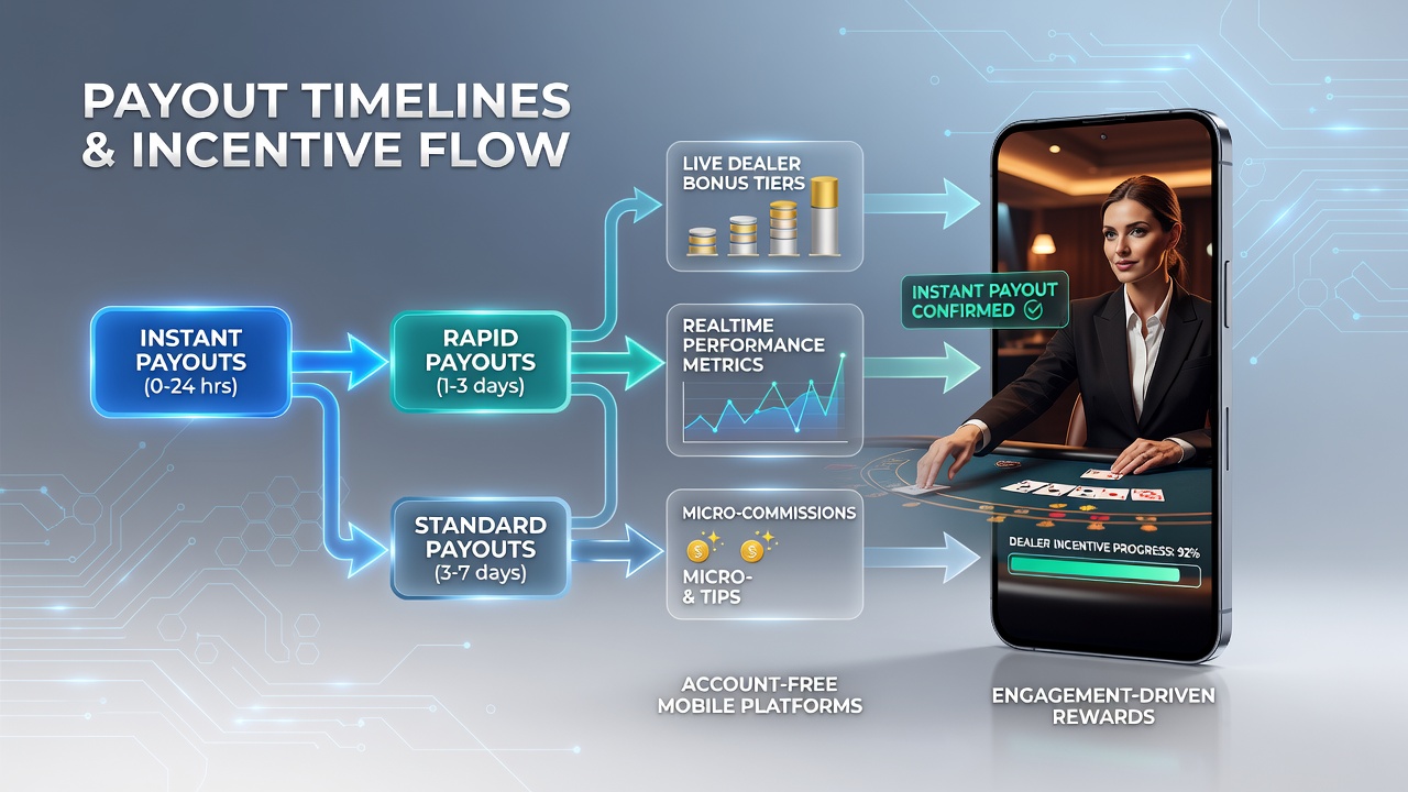 Live dealer table on mobile screen highlighting incentive payout flow