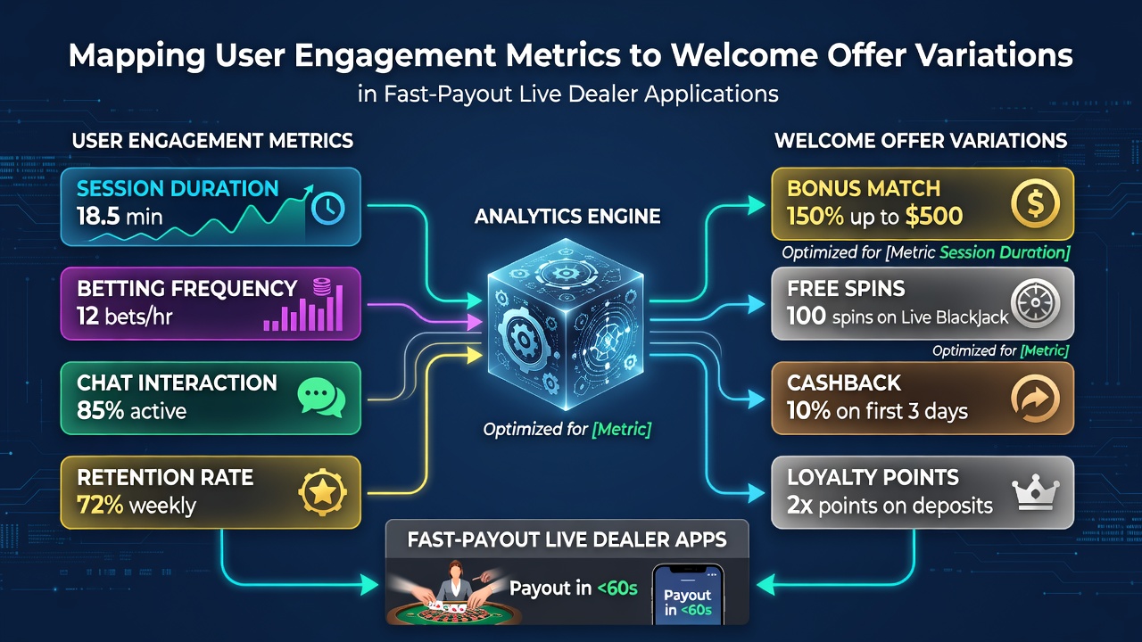 Infographic illustrating how different engagement levels map to specific welcome offer components in mobile live dealer environments