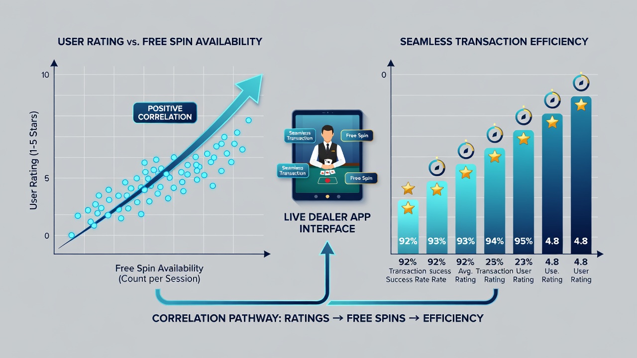 Chart illustrating correlation trends between app ratings and free spin availability across live dealer platforms